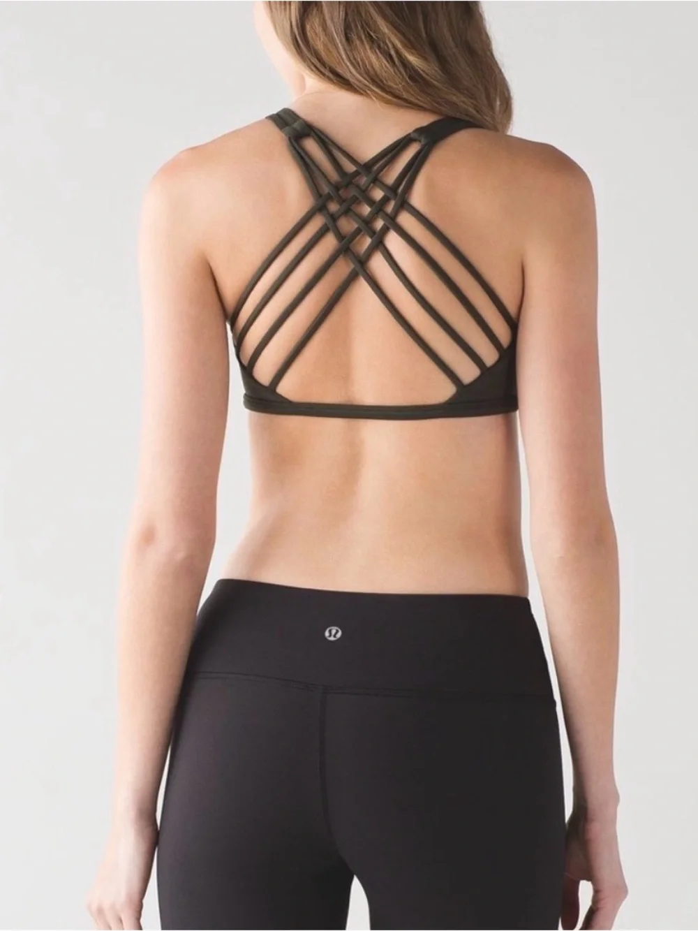 lululemon athletica Olive Green Scoop Neck Strappy Sports Bra